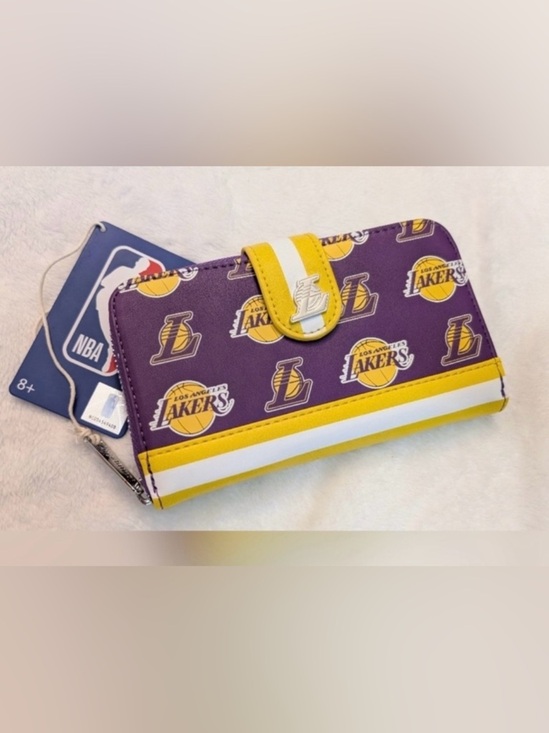 Disney Handbags - NBA Loungefly Collab! NWT Los Angeles Lakers Purple and Yellow Wallet!